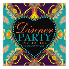 Bohemian Hippie Batik Dinner Party Invitations
