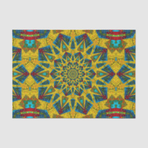 Bohemian Hippie Blue Yellow Floral Ethnic Tribal Tissue Paper