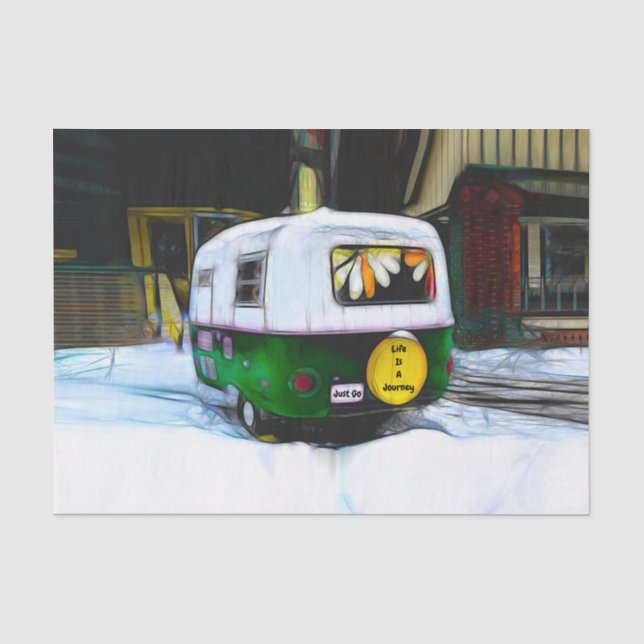 Bohemian Hippie Camper Life Is A Journey Just Go Tissue Paper (Front)