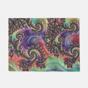 Bohemian Hippie Colorful Jewel Tone Fractal Art Doormat