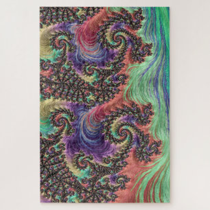 Bohemian Hippie Colorful Jewel Tone Fractal Art Jigsaw Puzzle