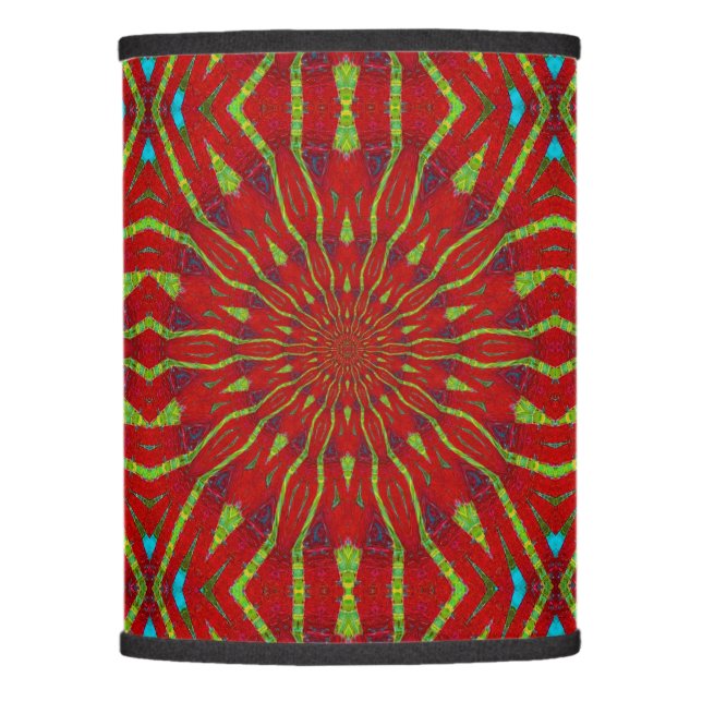 Bohemian Hippie Geometric Red Flower Ethnic Tribal Lamp Shade (Front)