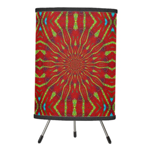 Bohemian Hippie Geometric Red Flower Ethnic Tribal Tripod Lamp