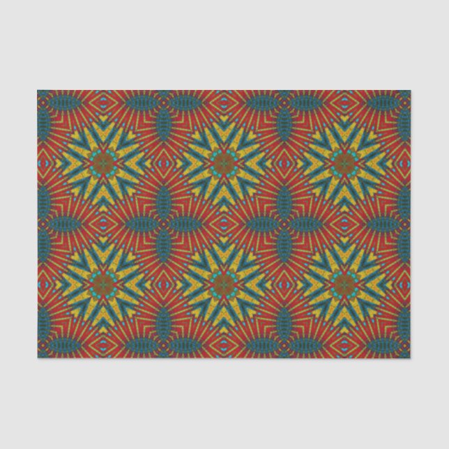 Bohemian Hippie Red Blue Yellow Cool Ethnic Tribal Tissue Paper (Front)