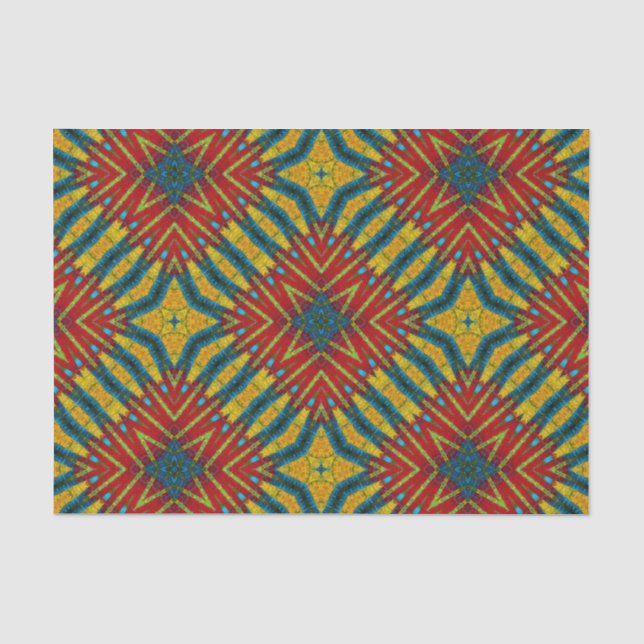 Bohemian Hippie Red Blue Yellow Cool Ethnic Tribal Tissue Paper (Front)