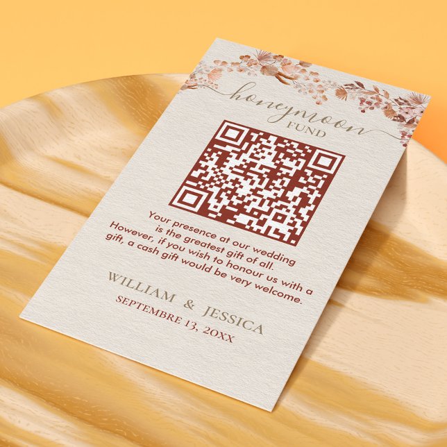 Bohemian Honeymoon Fund With QR Code Enclosure Card (Creator Uploaded)