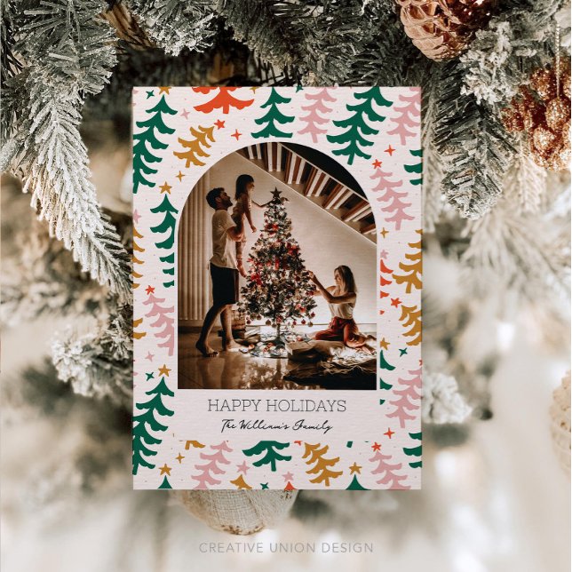 Bohemian Hygge Modern Boho Family Holiday Card (Creator Uploaded)