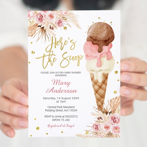 Bohemian Ice Cream Baby Shower  Invitation