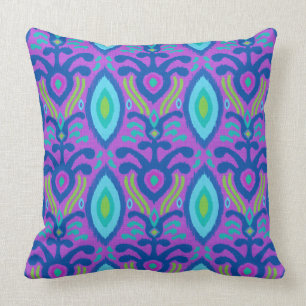 Bohemian Ikat Pillow (purple turquoise)