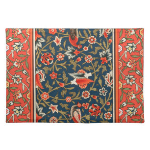 Bohemian Indo-Persian Floral Pattern Vintage Red  Cloth Placemat