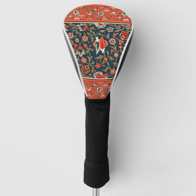 Bohemian Indo-Persian Floral Pattern Vintage Red  Golf Head Cover (Front)