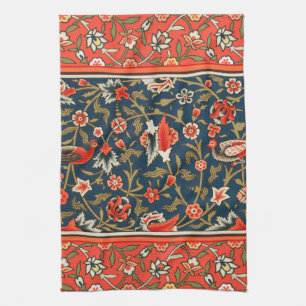 Bohemian Indo-Persian Floral Pattern Vintage Red Kitchen Towel