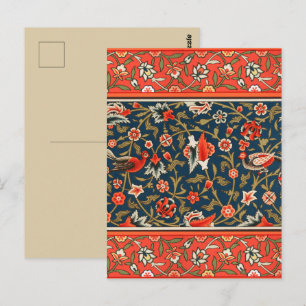 Bohemian Indo-Persian Floral Pattern Vintage Red Postcard