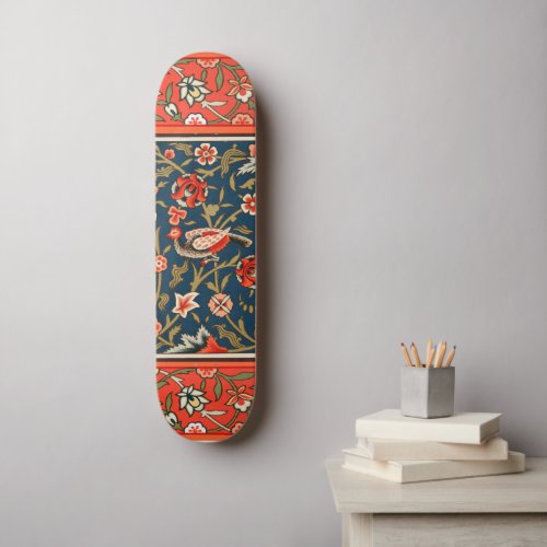 Bohemian Indo-Persian Floral Pattern Vintage Red  Skateboard