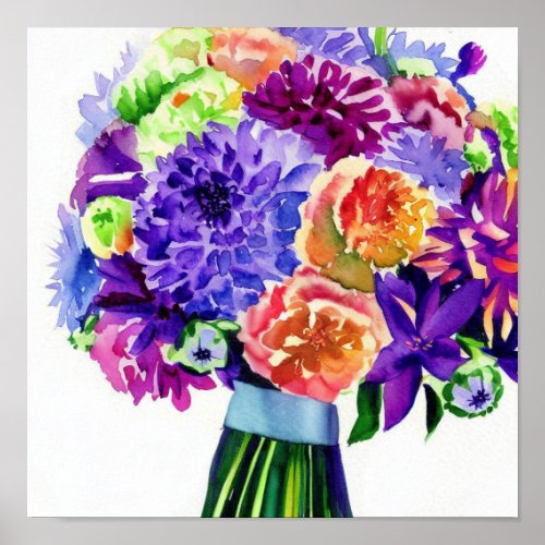  Bohemian Jewel Tones Attendants Bouquet C Poster