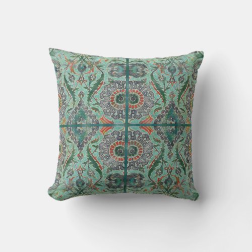 Bohemian Jungle Decor BOHO Arabesque Tile Pattern Throw Pillow