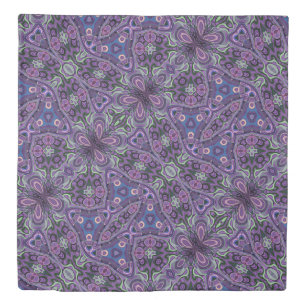 Bohemian Kitsch Purple Violet Floral Print Pattern Duvet Cover