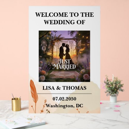 Bohemian Lace Dream Pattern Wedding Acrylic Sign