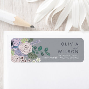 Bohemian Lavender & Grey Chic Floral Flowers Invit Label