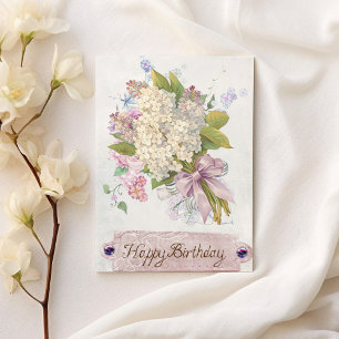 Bohemian lavender pastel pink floral Birthday Card