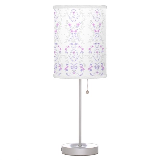 Bohemian Lavender Watercolor Floral Toile Table Lamp (Left)