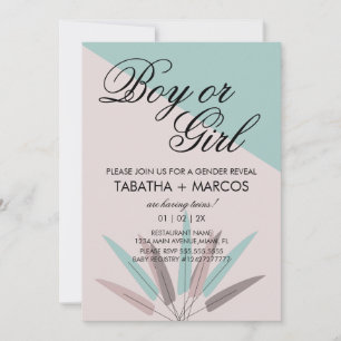 BOHEMIAN Leaf Tribal Baby Gender Reveal Invitation