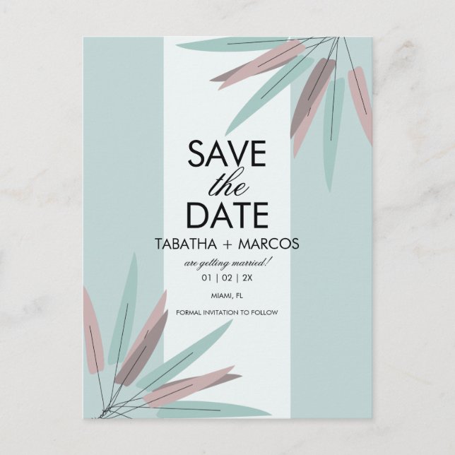 BOHEMIAN Leaf Tribal SAVE THE DATE Postcard (Front)