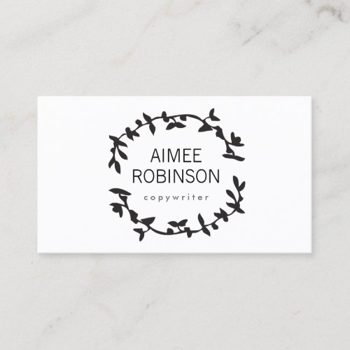 BOHEMIAN LEAF WREATH LOGO in BLACK &amp; WHITE Business Cards
