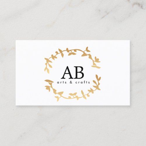 BOHEMIAN LEAF WREATH MONOGRAM in GOLD Business Card