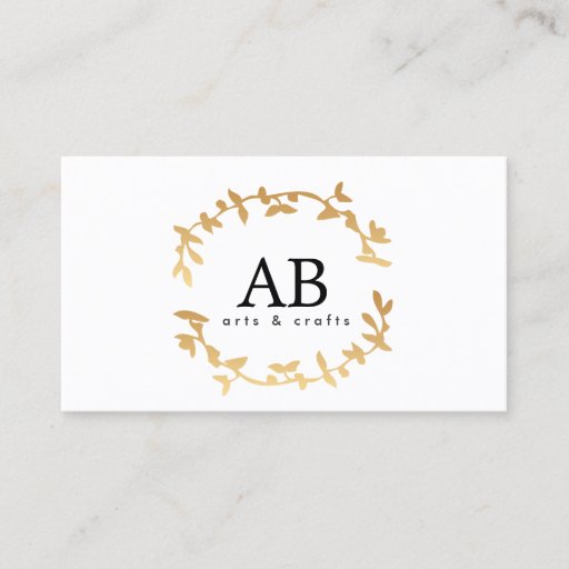 Customizable BOHEMIAN LEAF WREATH MONOGRAM in GOLD Business Card