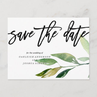 Bohemian Leaves Save the Date Photo Postcard