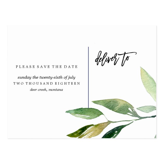 Bohemian Leaves Save The Date Photo Postcard
