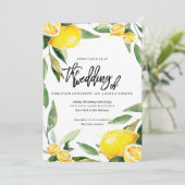 Bohemian Lemon and Leaves Wedding Invitation (Standing Front)