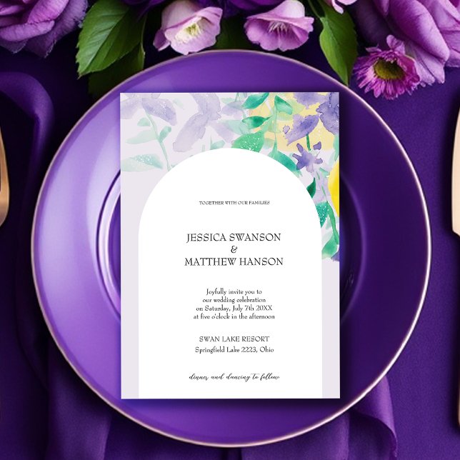Bohemian Lilac Green Watercolor Floral Wedding Invitation (Creator Uploaded)