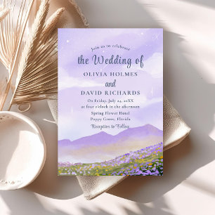Bohemian Lilac Night Landscape Wedding Invitation