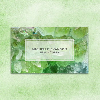 Bohemian Lime Green Crystal Healing Arts Business Card by whimsydesigns at Zazzle