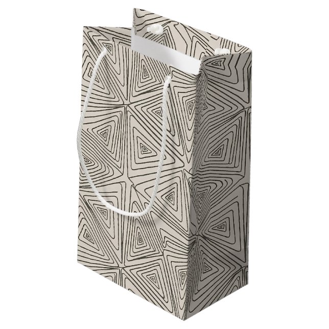Bohemian Line Geometry Pattern Small Gift Bag (Back Angled)