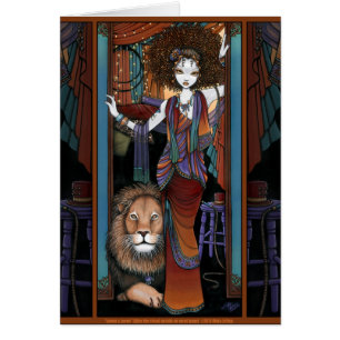 Bohemian Lion Tamer Girl Circus Performer Leona Cards