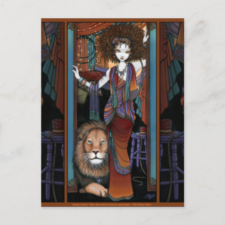 Bohemian Lion Tamer Girl Circus Preformer Leona Postcard
