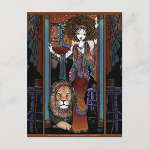 Bohemian Lion Tamer Girl Circus Preformer Leona Postcard