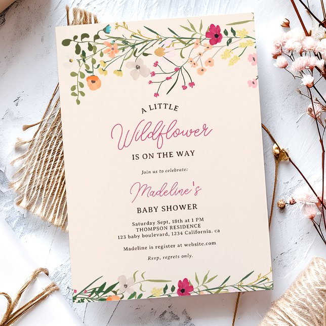 Bohemian little wildflower spring baby shower invitation (Bohemian little wildflower spring baby shower invitation)
