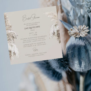 Bohemian Lush Boho Cream Square Bridal Shower Invitation