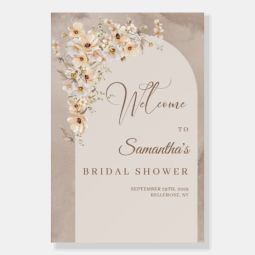 Bohemian Lush floral Arch bridal shower welcome Foam Board