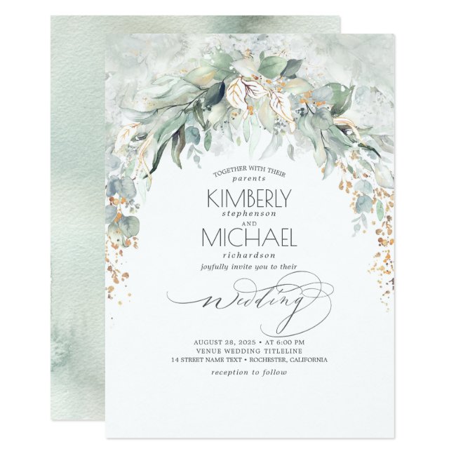 Bohemian Lush Greenery Arch Summer Garden Wedding Invitation
