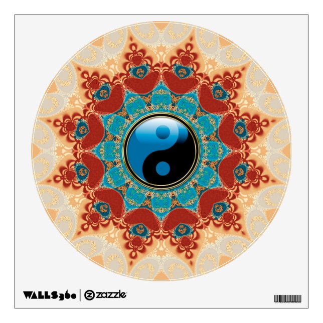 Bohemian Mandala Blue Yin Yang Wall Sticker (Front)