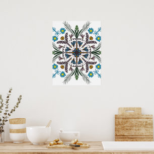 Bohemian Mandala Colorful Plant Floral Poster