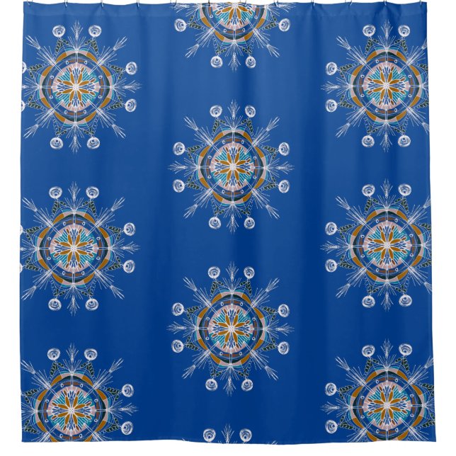 Bohemian Mandala Hand Drawn Colorful Shower Curtain (Front)