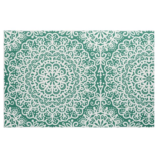 Bohemian Mandala Lace Emerald Green Jewel Tone Fabric (Fat Quarter)