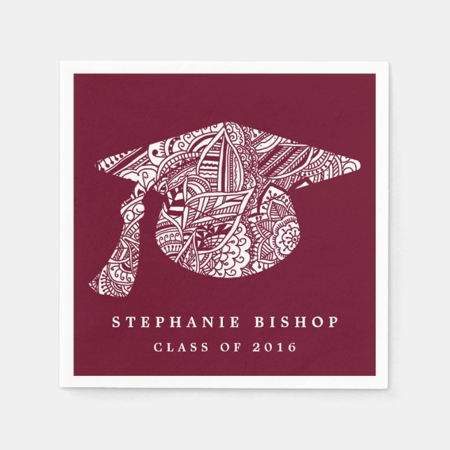 Bohemian Mandala Pattern Graduation Hat Napkins (Front)