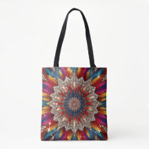Bohemian Mandala Tote Bag – Vibrant Red and Gold